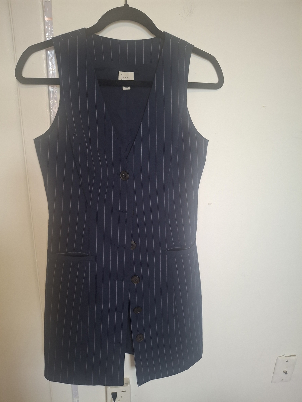 a new day Navy Pinstripe Sleeveless Button Vest
